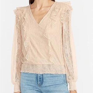 Lace Ruffle V-Neck Top